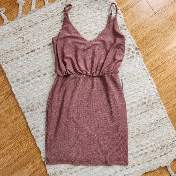 Speechless Dusty Rose Glitter Blouson Dress - Picture 3 of 5